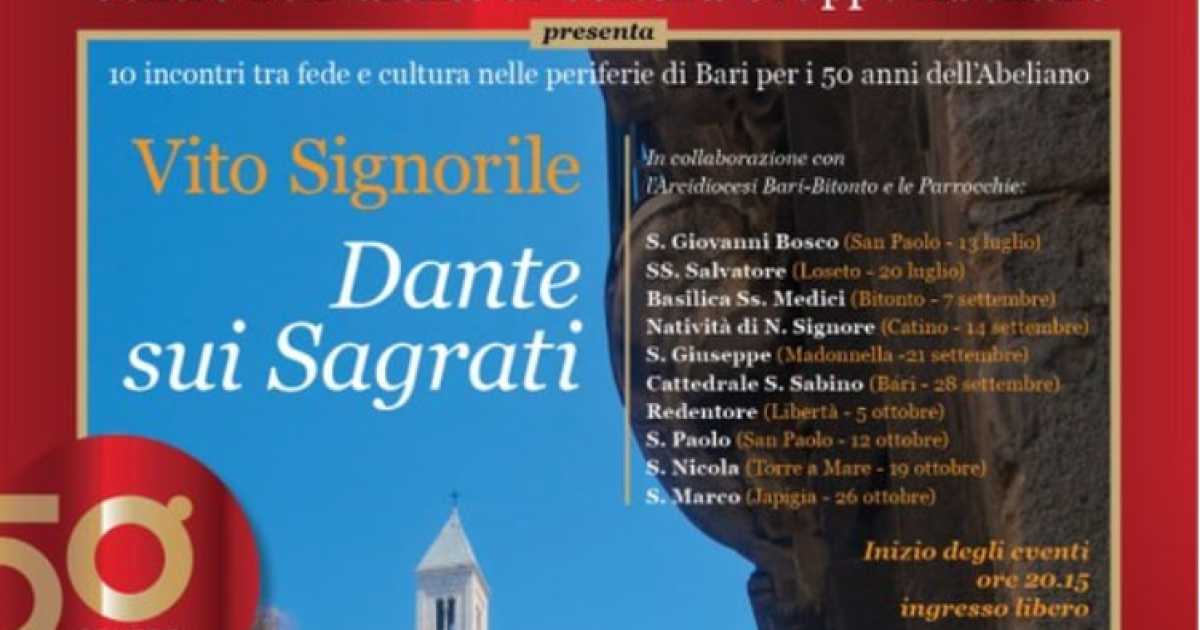 Bari e Bitonto, "Dante sui sagrati": in chiesa si legge la Divina Commedia